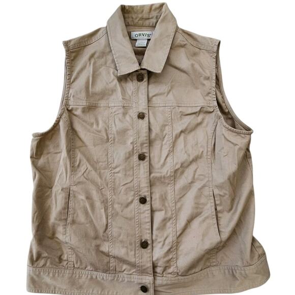 ORVIS WOMENS VEST SZ M SPORTING OUTDOOR FISHING HUNTING SAFARI KHAKI TAN GORPCOR - Picture 1 of 7